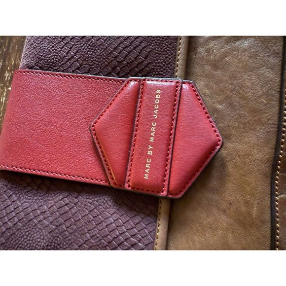 marc by marc jacobs color block brown red leather clutch bag - Picture 7 of 14